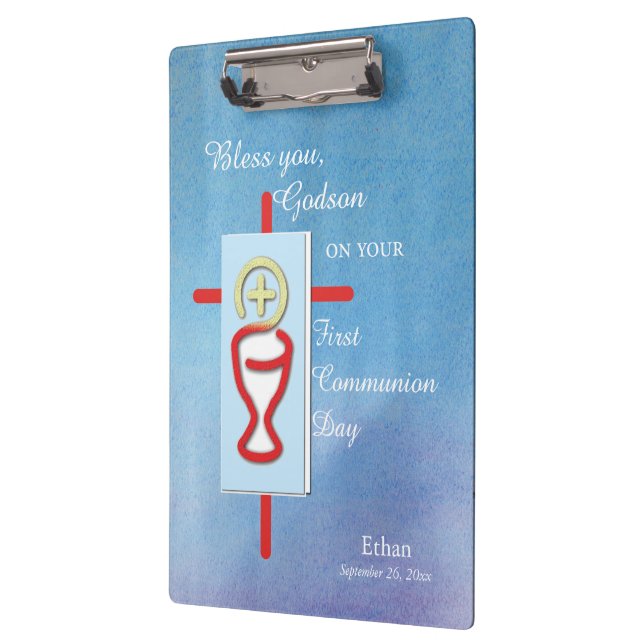 Porte-bloc Godson, première communion sainte, bleu (Gauche)