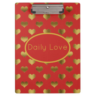 Porte-bloc Gold Hearts sur Red Personnalisable