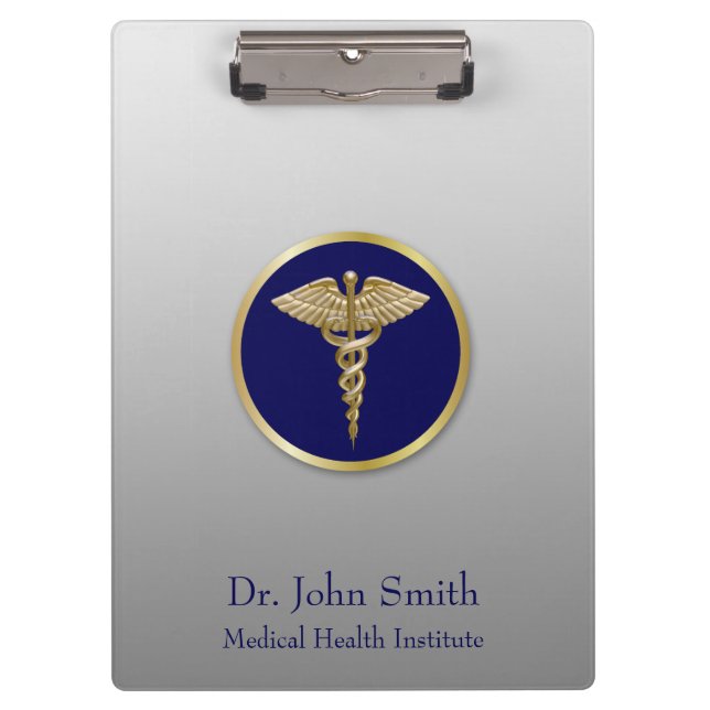 Porte-bloc Gold Professional Caduceus Médicale Blue (Devant)
