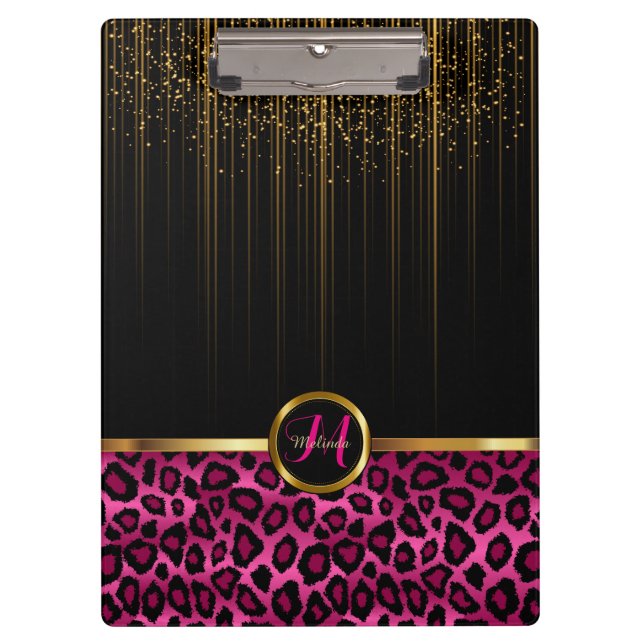 Porte-bloc Gold Starlight et Bright Pink Parties scintillant  (Devant)