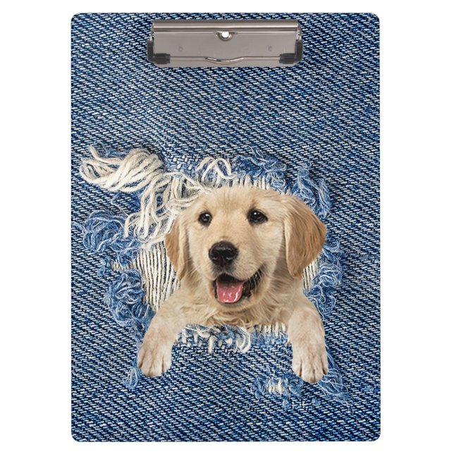 Porte-bloc Golden Retriever dans Denim Hole (Devant)