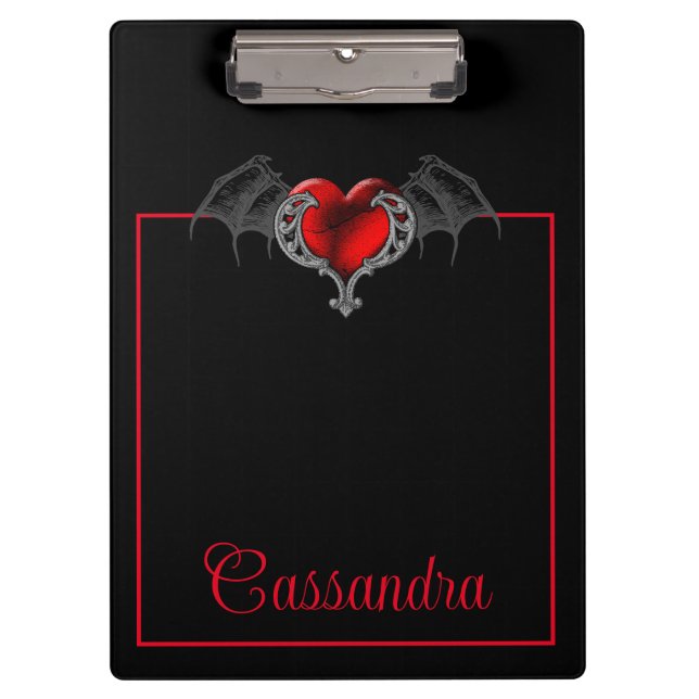 Porte-bloc Goth Heart with Bat Wings Personnalisé (Devant)