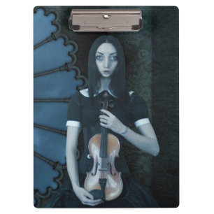 Porte-bloc Gothique Victorian Girl tenant Violon Imaginaire f
