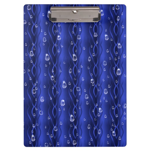 Porte-bloc gouttes de pluie sur le métal bleu (Devant)