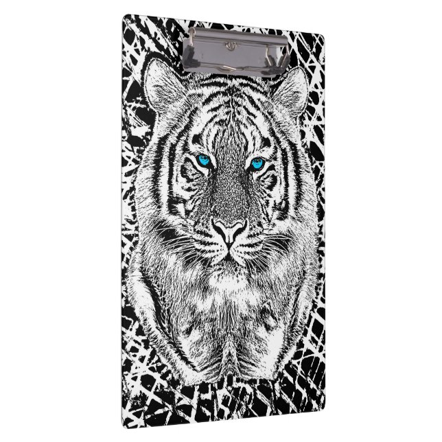 Porte-bloc Graphique de tigre noir et blanc aux yeux bleus (Swatch)