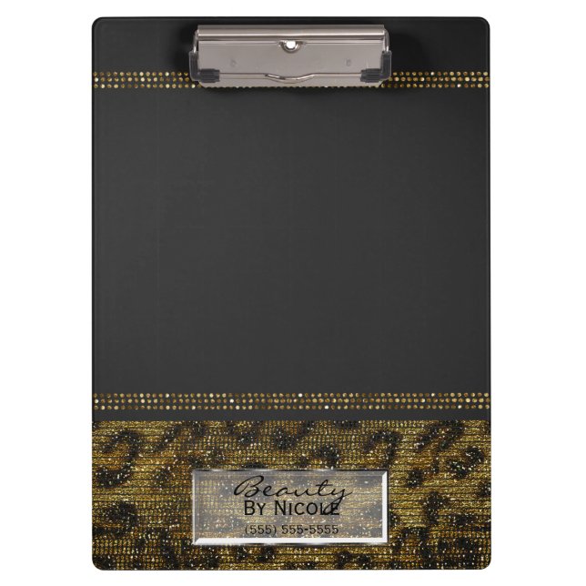 Porte-bloc Gray & Gold Cheetah Leopard Glam Personnalisé (Devant)