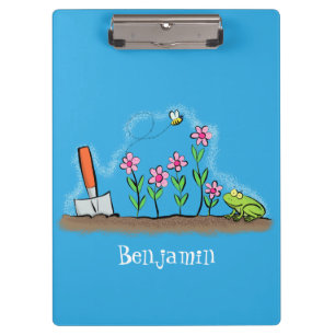 Porte-bloc Grenouille mignonne et abeille dans le jardin dess
