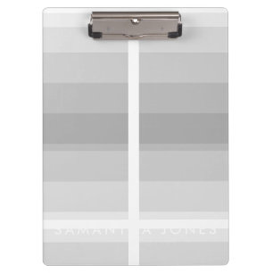 Porte-bloc Gris Ombre Simple Stripe Personnaliser le nom
