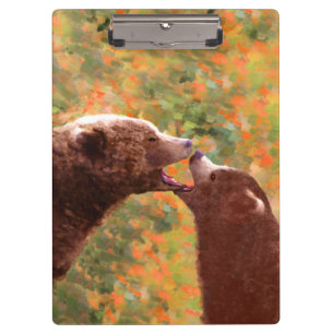 Porte-bloc Grizzly Bear Mom and Cub Painting - Wildlife Art