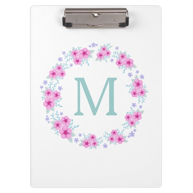 Porte-bloc Guirlande de fleur avec le monogramme fait sur (Devant)