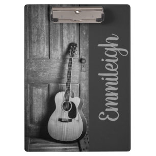 Porte-bloc Guitare Photo Noir Blanc Rustique Pays Porte en Bo