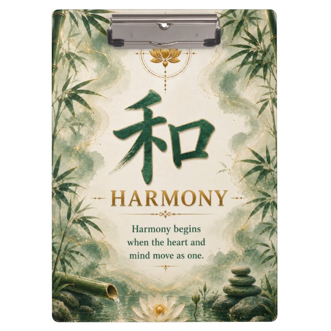 Porte-bloc Harmonie (和) Caractère Chinois (Devant)