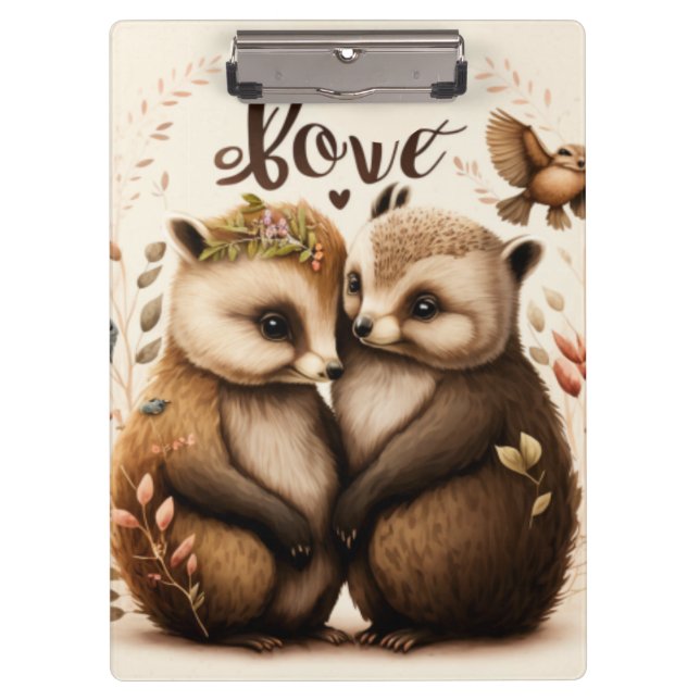 Porte-bloc hérisson amoureux (Devant)