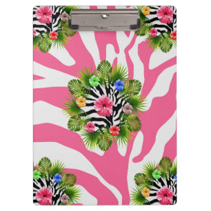 Porte-bloc Hibiscus tropical et rayures exotiques de zèbre ro