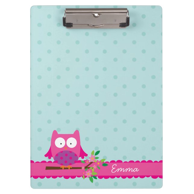 Porte-bloc Hibou rose sur un porte - bloc personnalisé par (Devant)