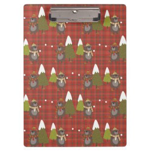 Porte-bloc Hiver Ours blanc Noël Rouge Buffalo Clip Plaid