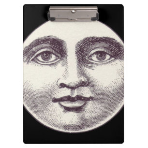 Porte-bloc Homme vintage dans la pleine lune visage noir et b
