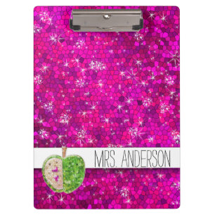 Porte-bloc Hot rose Neon Green Enseignants Apple Nom de la cl