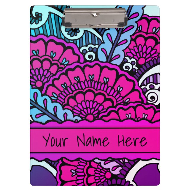 Porte-bloc Hot rose violet Zen Mandala Art Nom de la classe (Devant)