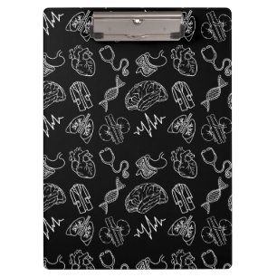 Porte-bloc Icônes médicales à motif noir et blanc minimaliste