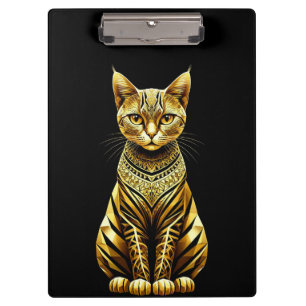 Porte-bloc Illustration de chat doré orné