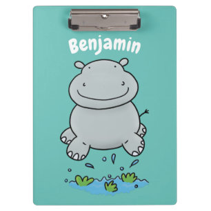 Porte-bloc Illustration de saut en hippo mignon