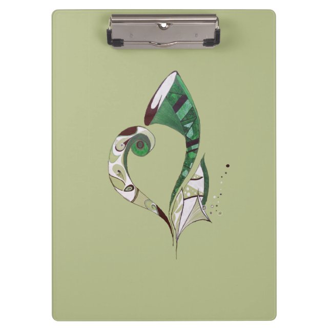 Porte-bloc Illustration d'encre abstraite verte dessinée à la (Devant)