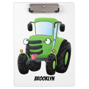 Porte-bloc Illustration du joli joyeux tracteur agricole vert