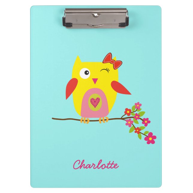 Porte-bloc Illustration personnalisée de la chouette jaune ro (Devant)