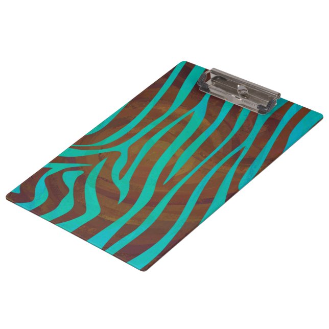Porte-bloc Impression Brown et Turquoise Zebra (Incliné)