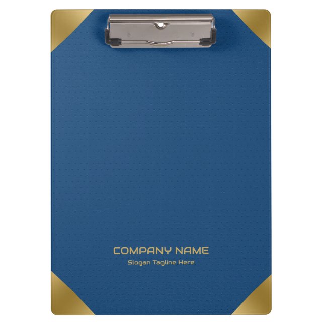 Porte-bloc Impression en cuir bleu avec accents or (Devant)
