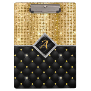 Porte-bloc Impression stylisée Crystal Gold diamant noir mono