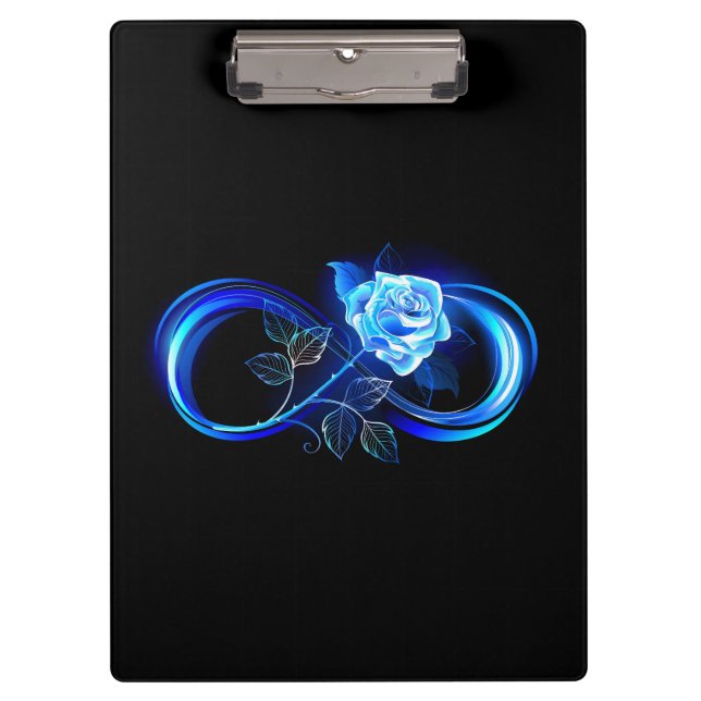 Porte-bloc Infini lumineux avec rose bleue (Devant)