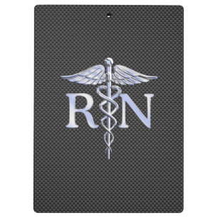 Porte-bloc Infirmière inscrite RN Caduceus Snakes Carbon