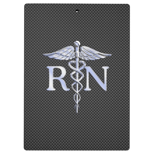 Porte-bloc Infirmière inscrite RN Caduceus Snakes Carbon (Dos)