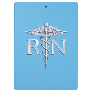 Porte-bloc Infirmière inscrite RN Caduceus sur le décor bleu 