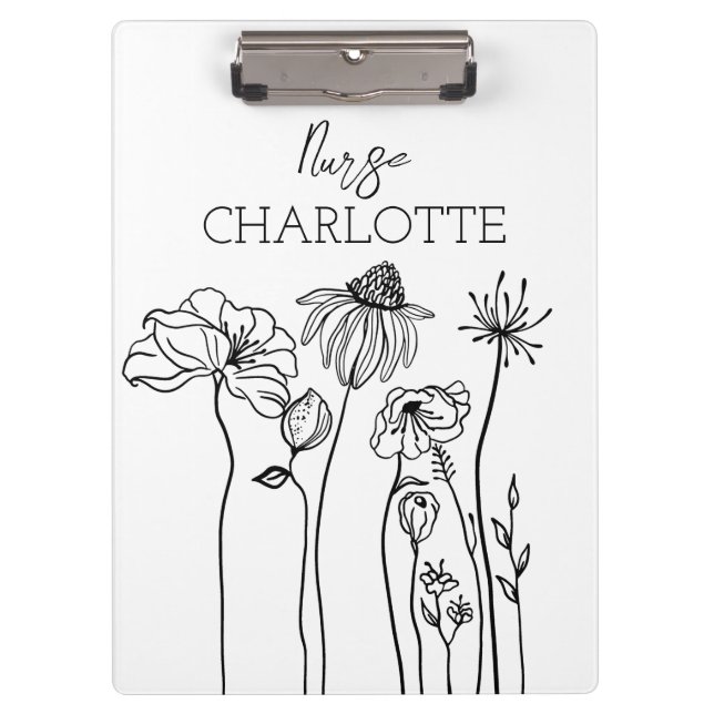 Porte-bloc Infirmière personnalisée Fleur sauvage simple tiré (Devant)