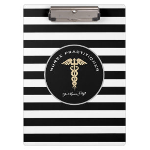 Porte-bloc Infirmière Praticien Médicale Noir Blanc Monogramm