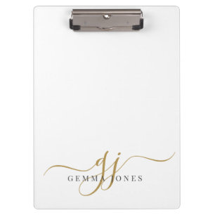 Porte-bloc Initiales de monogramme élégantes en or avec écrit