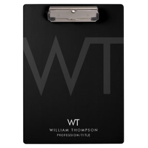 Porte-bloc Initiales du monogramme professionnel noir
