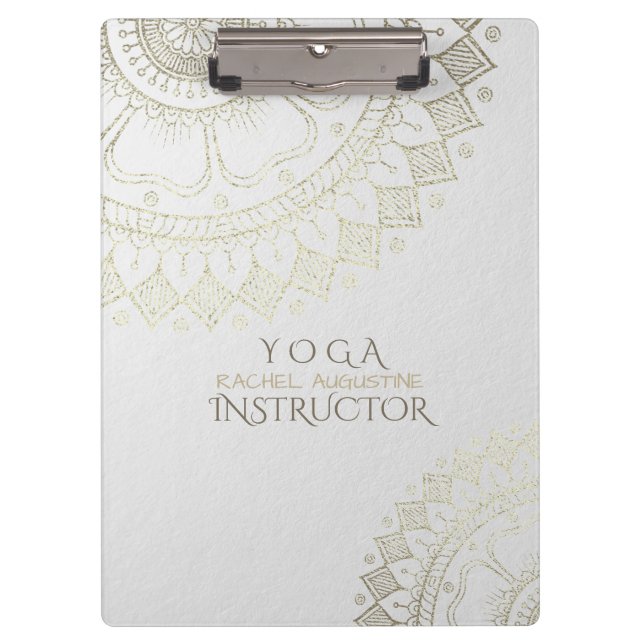 Porte-bloc Instructeur de méditation Yoga Gold Mandala Fleurs (Devant)