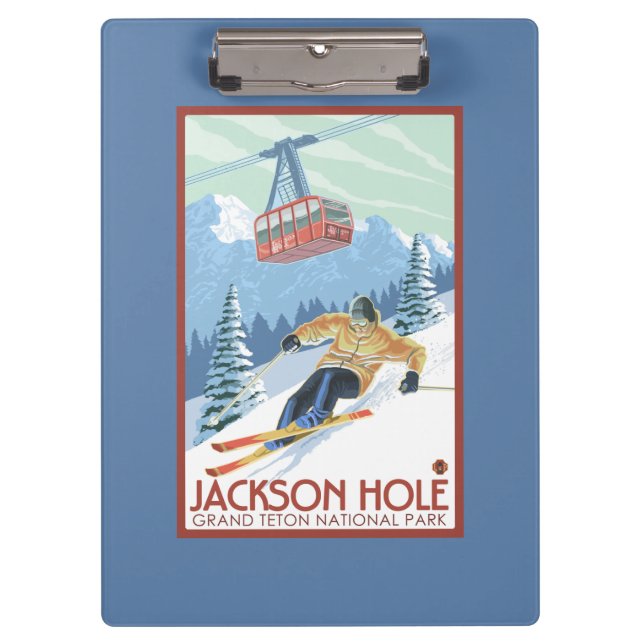 Porte-bloc Jackson Hole, skieur du Wyoming et tram (Devant)
