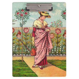 Porte-bloc Jardin Cultivation Flower Woman Art Antique