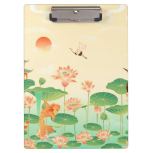 Porte-bloc Jardin Japonais Étang de Carpes Koï et Nymphéas Ar