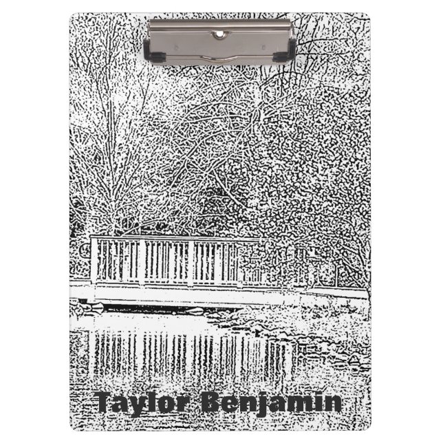 Porte-bloc Jardin noir et blanc avec Belle Étang (Devant)