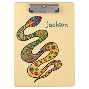 Porte-bloc Jaune Beurre avec Serpent à Motif Multicolore