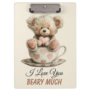 Porte-bloc Je t'aime énormément sur carte postale de tasse