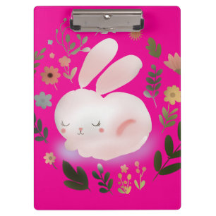 Porte-bloc Joli Art de nurserie de couronne florale de lapin 