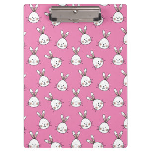 Porte-bloc Joli lapin blanc de Pâques sur rose