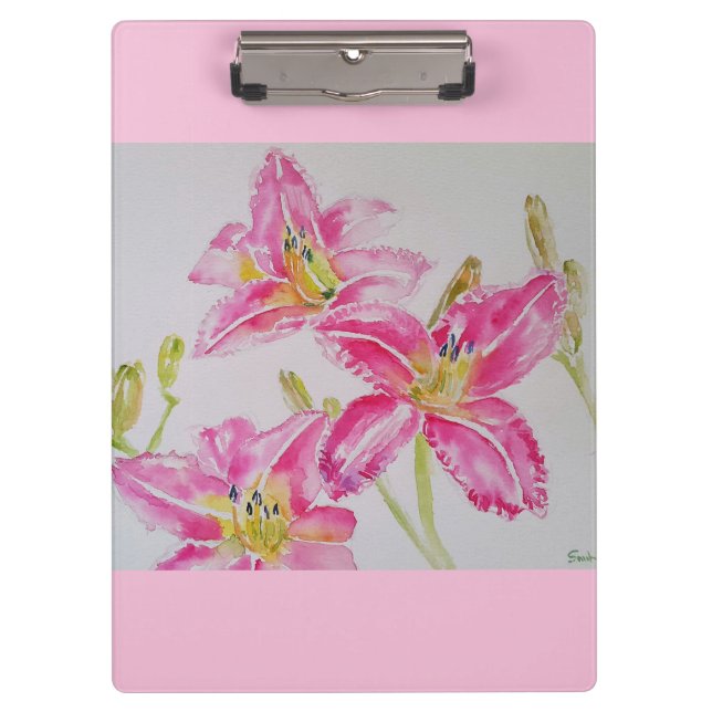 Porte-bloc Joli Lit En Aquarelle Rose Peinture Lilium (Devant)